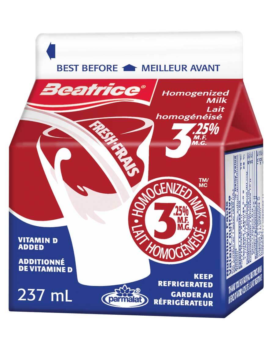 Lait homogénéisé 237 mL